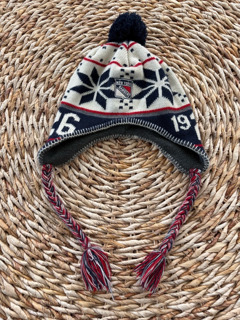 Old Time Hockey NY Rangers Tobaggan Beanie Fair Isle Hat - Picture 3 of 8